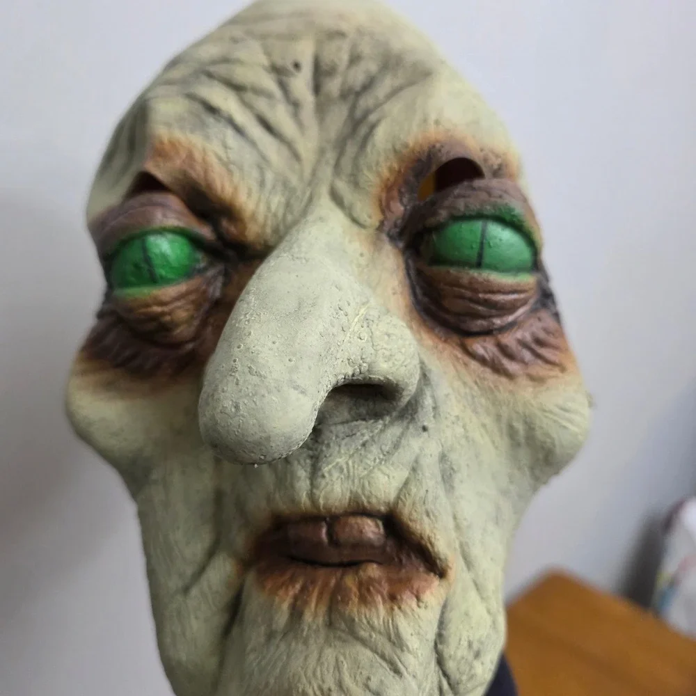 Vintage‎ 90s Creepy Old Man Halloween Mask Scary Goblin Witch Horror Prop Latex